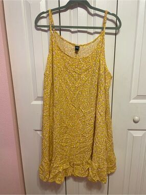 wild fable Yellow Floral Ruffle-Hem Slip Dress